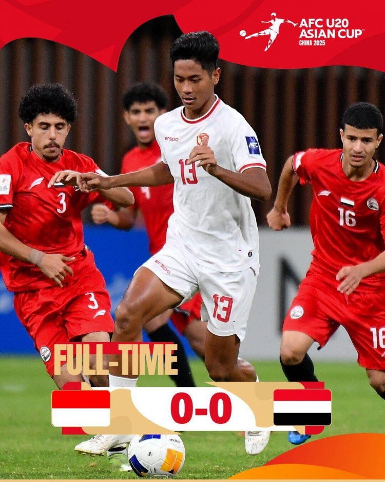 U20亞洲杯：印尼0-0戰(zhàn)平也門，兩隊分列C組第三、第四